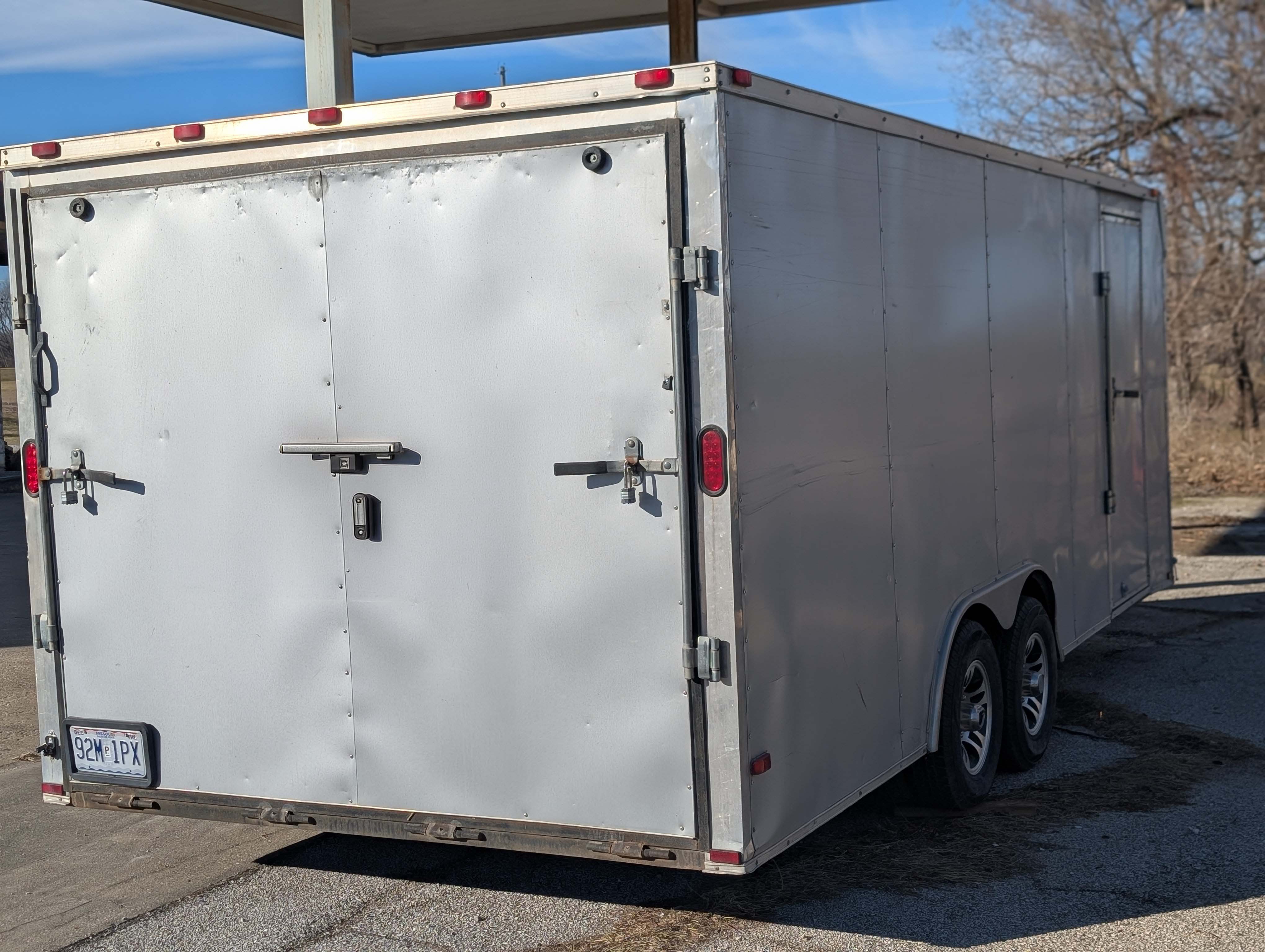 Freedom enclosed cargo trailer rear double-door view